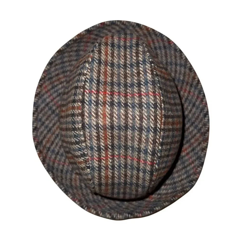 Shandon Vintage Tweed Fedora Hat Size 7 Multicolor Check Unisex‎